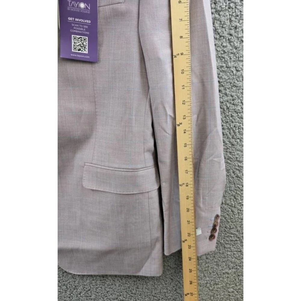 Tayion Collection Regular Fit Suit Jacket Men's 38R Pink Button Closure L/S